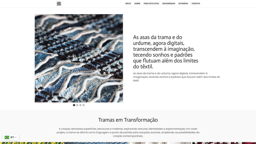 Seção "Asas da Trama" do site AnaTece Print da seção Asas da Trama do site AnaTece, criado pela agência Weein