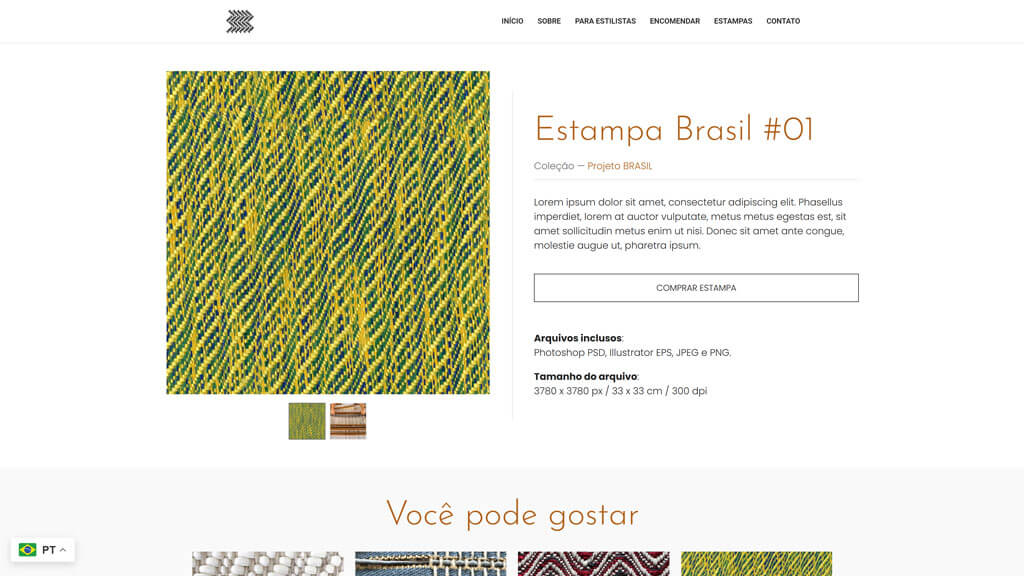 Estampa Brasil do site AnaTece Print da Estampa Brasil do site AnaTece, criado pela agência Weein