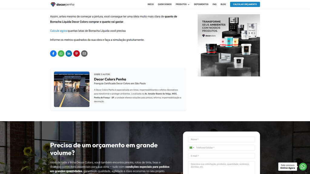 Bloco de autor do blog da Decor Colors Penha Print do bloco de autor do blog da Decor Colors Penha, criado pela agência Weein