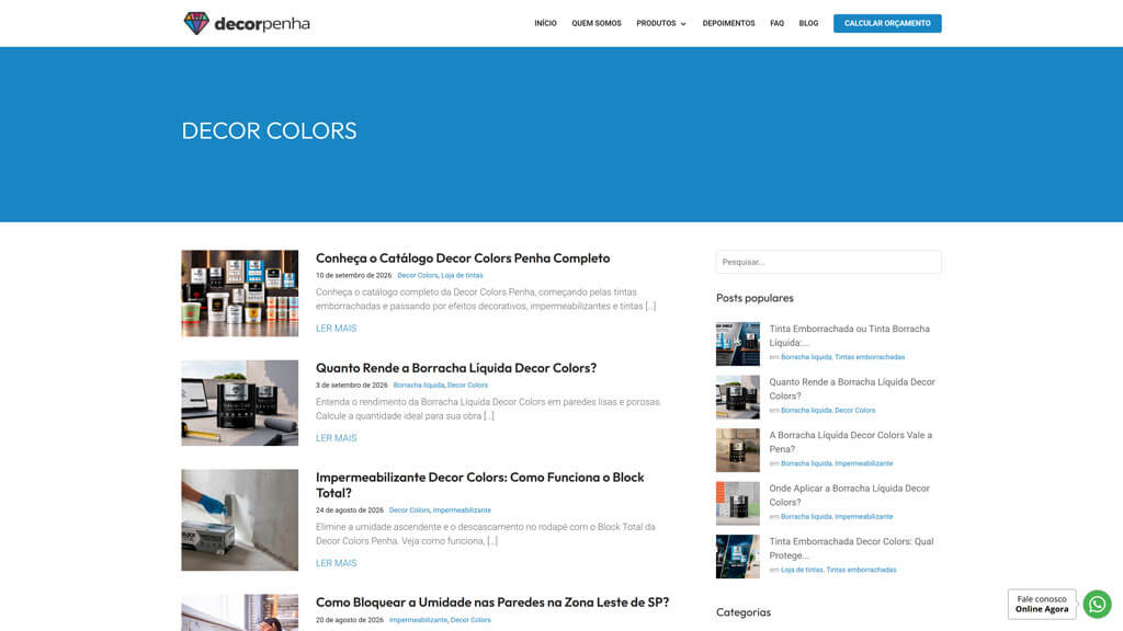 Página de categoria do blog da Decor Colors Penha Print da página de categoria do blog da Decor Colors Penha, criado pela agência Weein