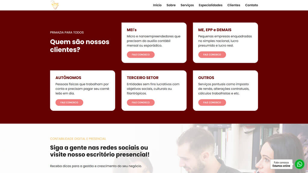 Seção de quem são os clientes do site Escritório Primazia Print da seção de quem são os clientes do site Escritório Primazia, criado pela agência Weein