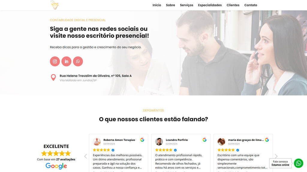Seção siga a gente no instagram do site Escritório Primazia Print da seção siga a gente no instagram do site Escritório Primazia, criado pela agência Weein