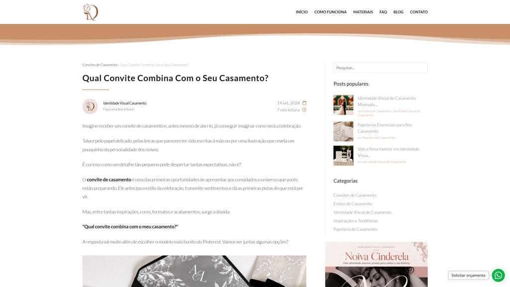 Postagem do site Identidade Visual para Casamento Print de postagem do site Identidade Visual para Casamento, criado pela agência Weein