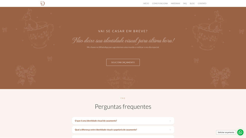 Seção "Vai se casar" do site Identidade Visual para Casamento Print da seção Vai se casar do site Identidade Visual para Casamento, criado pela agência Weein