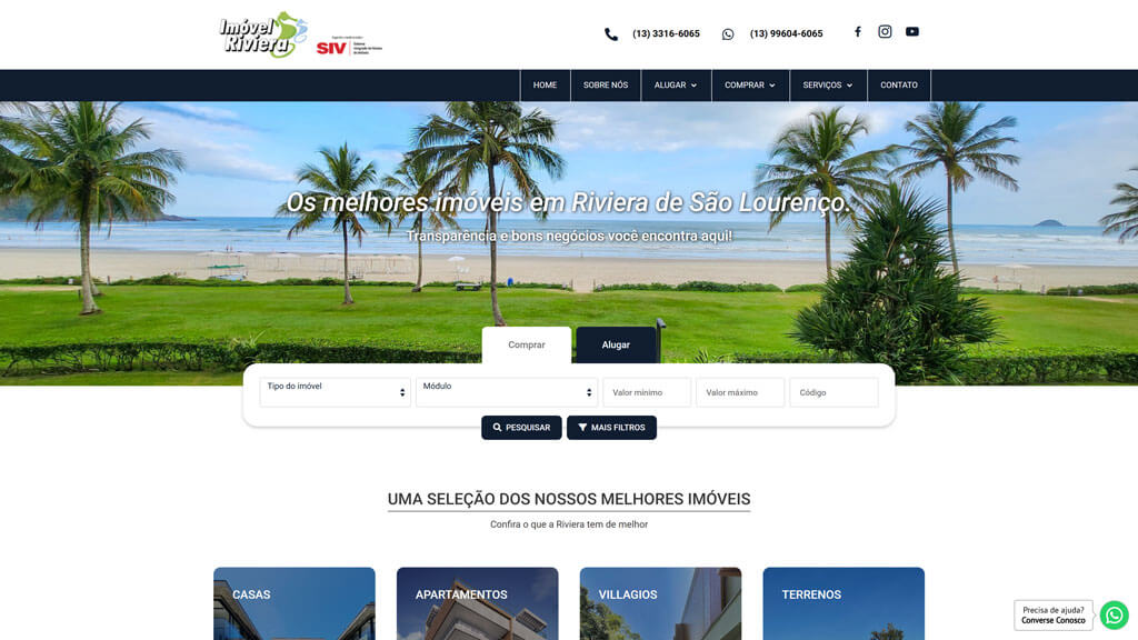 Filtro principal do site Imóvel Riviera Print do filtro principal do site Imóvel Riviera, criado pelas agências Weein & Lamattina