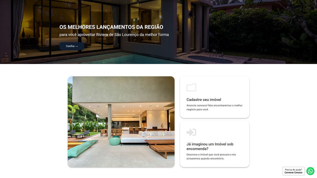 Seção "Melhores Lançamentos" do site Imóvel Riviera Print da seção Melhores Lançamentos do site Imóvel Riviera, criado pelas agências Weein & Lamattina