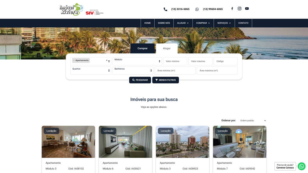 Página "Busca" do site Imóvel Riviera Print da página Busca do site Imóvel Riviera, criado pelas agências Weein & Lamattina