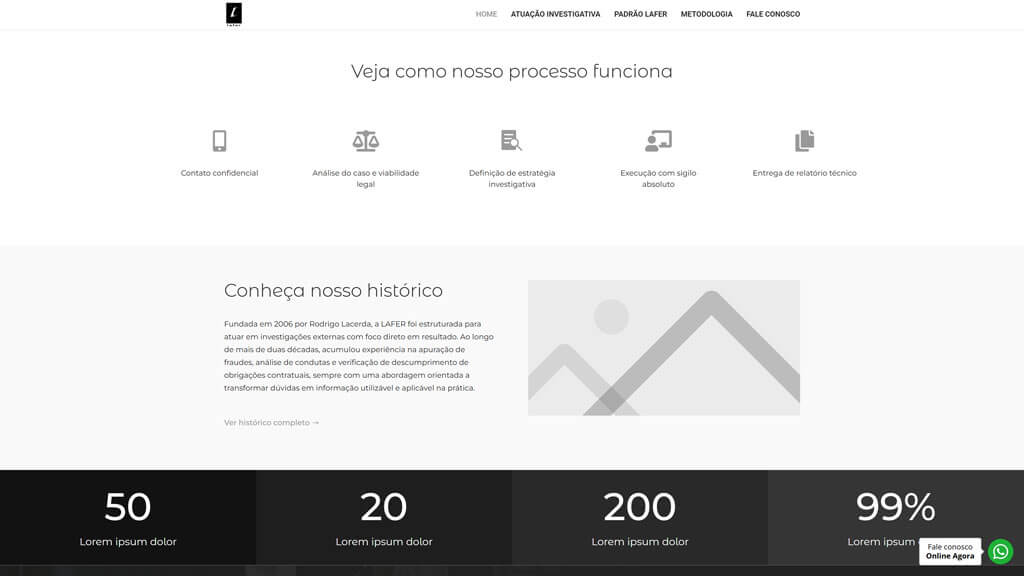 Seção "Como Funciona" do site Lafer (note que temos textos de marcação, até o cliente definir o conteúdo) Print da seção Como Funciona do site Lafer, criado pela agência Weein