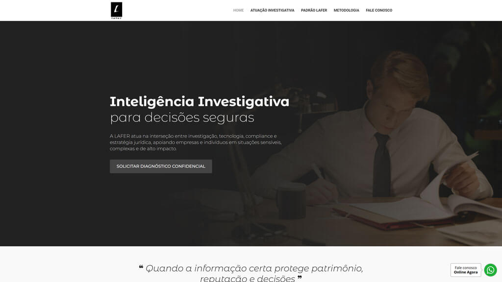 Primeira seção do site Lafer Print da primeira seção do site Lafer, criado pela agência Weein