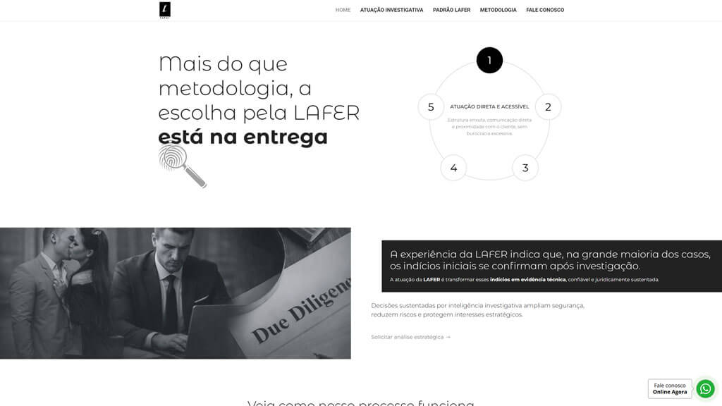 Seção "Metodologia" do site Lafer Print da seção Metodologia do site Lafer, criado pela agência Weein