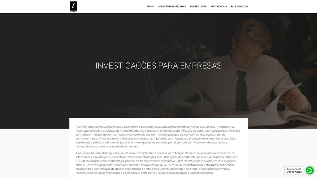 Página "Para Empresas" do site Lafer Print da página Para Empresas do site Lafer, criado pela agência Weein