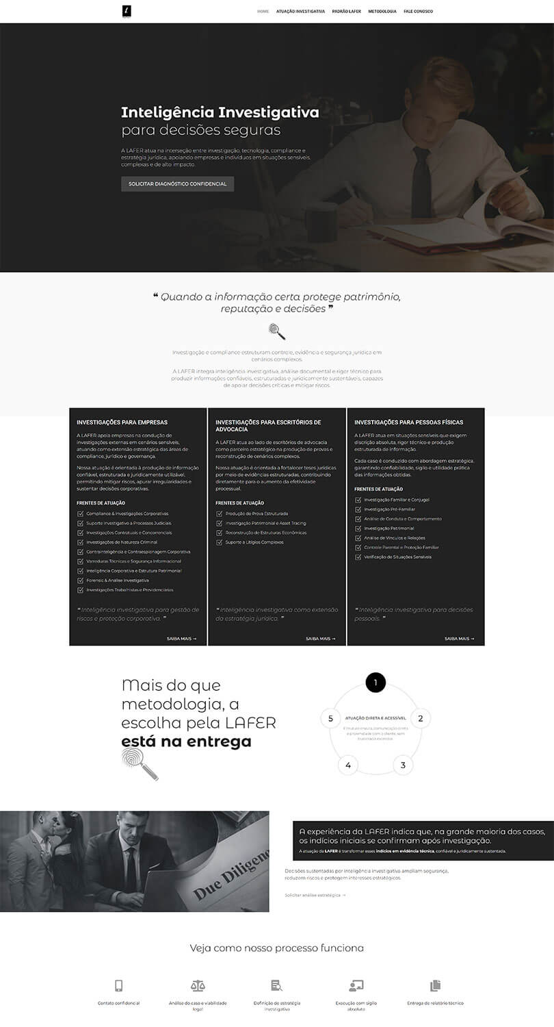 Lafer - Site criado pela agência Weein Site de investigação particular para Lafer, criado pela agência Weein