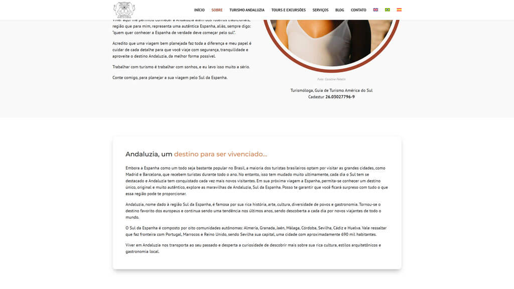 Seção "Destino Vivenciado" do site Turismo em Andaluzia Print da seção Destino Vivenciado do site Turismo em Andaluzia, criado pela agência Weein