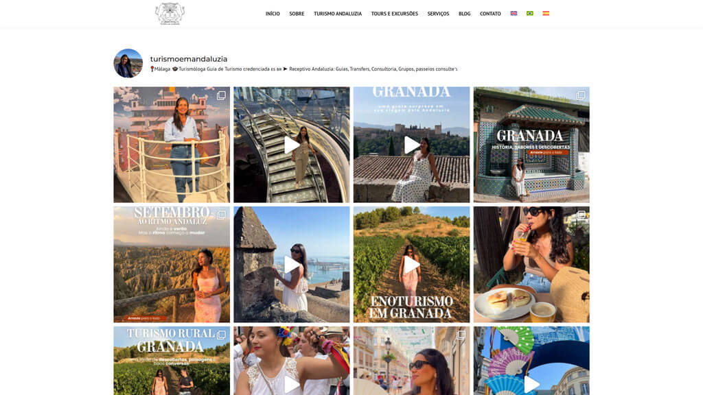 Seção "Instagram" do site Turismo em Andaluzia Print da seção Instagram do site Turismo em Andaluzia, criado pela agência Weein